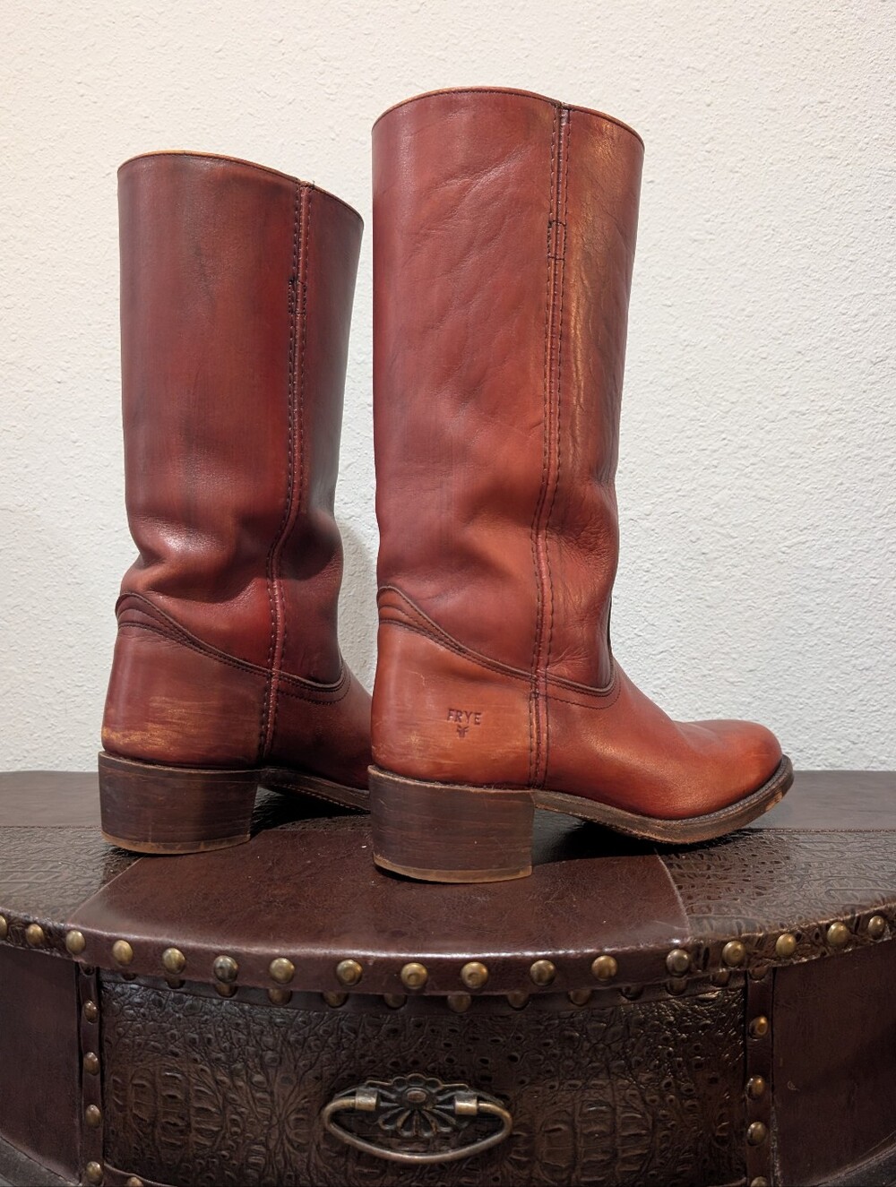 Vintage FRYE Campus Tall Leather Boots Brown Size 8 D Made in USA - Picture 10 of 16